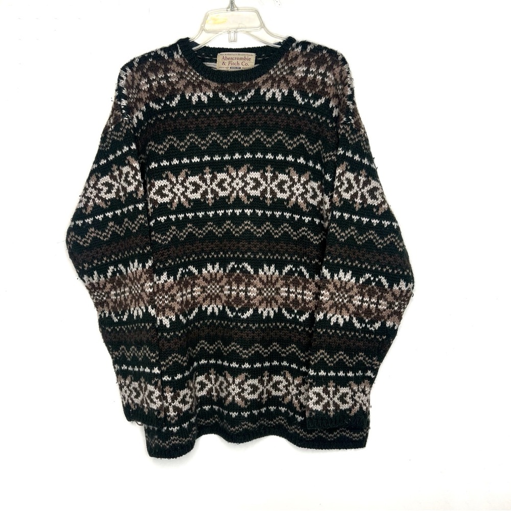 Abercrombie & Fitch Vintage Men’s Fair Isle 100% Wool Sweater Large - Picture 1 of 5